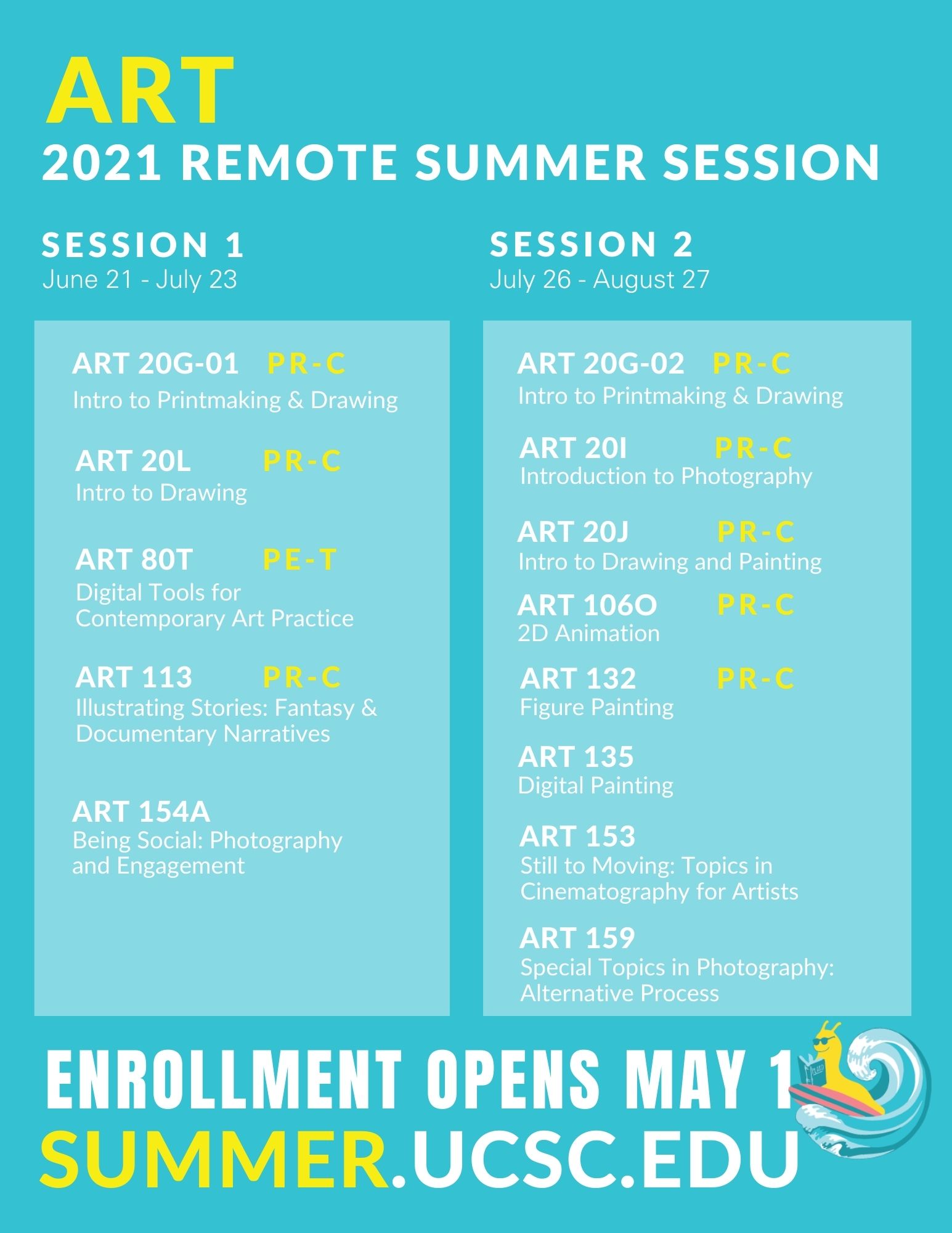 Summer Session 2021 Art Classes art.ucsc.edu Art Department, UC